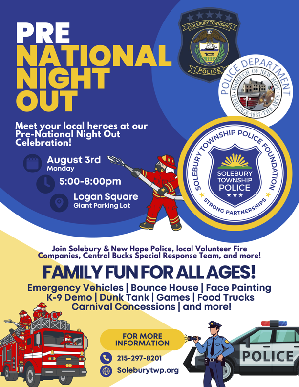Pre-National Night Out community event flyer